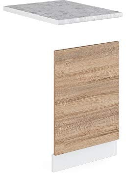 Vicco Frontblende R-Line, Geschirrspüler Fronttür, Sonoma/Weiß, 45 cm, AP Marmor