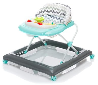 Fillikid Gehfrei Lauflernwagen Exclusiv | Lauflernhilfe mit Spielbrett & Anti-Rutsch-Funktion | Lauflernwagen 3 fach höhenverstellbar | Baby Walker mit waschbaren Einhang