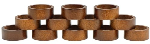 12-Pack Wooden Napkin Rings, Hemlock Wood Table Napkin Holder, Handcrafted Decorative Napkin Rings for Weddings, Banquets, Family Dinners, and Formal Table Settings