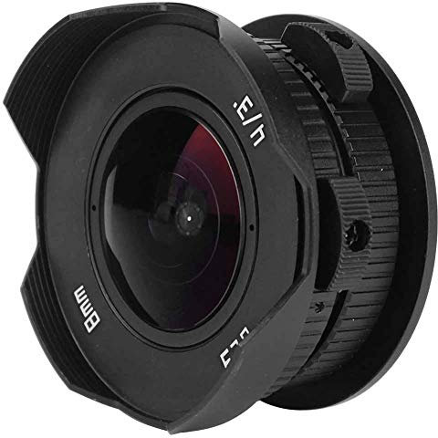 Obiettivo grandangolare Fisheye 8mm f/3.8 Messa a fuoco manuale Obiettivo APS con cornice per fotocamera/Lumix M4/3