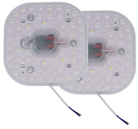 ZFQ 2er Pack LED Nachrüst Umrüst Modul mit Magnethalter, 24W, Tri-Color, 158mm × 158mm, 2200 Lumen, AC 165-265V, anschlussfertig für Deckenleuchte Ringlampe Rundlampe Röhrenlampe, Nicht Dimmbar