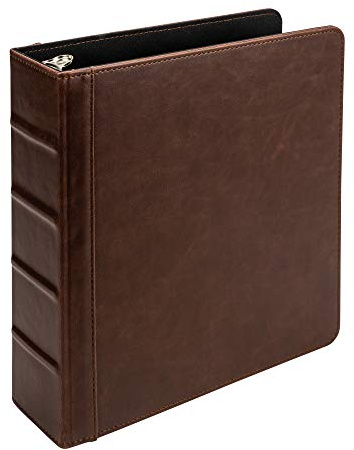 Samsill Vintage 2 Mini 3 Ring Binder, 9.1 x 9.25 Fits 8.5 x 5.5 Paper and Recipe Sheets, Brown