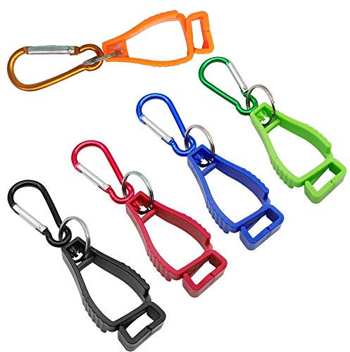 Hrroes 5 Pcs Glove Clip Safety Work Gloves Holder with Carabiner Clips Labor Work Clamps for Welding Glove and Safety Gear, Multicolor