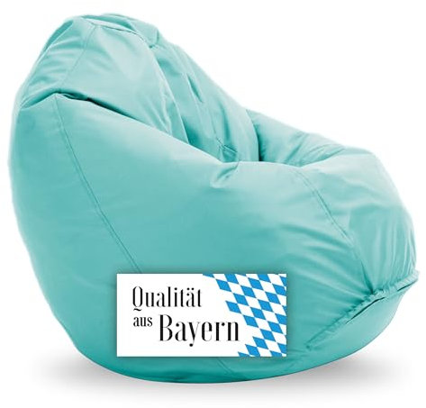 Bruni Puf Classico M en color verde menta – Puf con saco interior para jugar y leer, funda extraíble, relleno de perlas EPS de calidad alimentaria, fabricado en Alemania