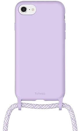 Artwizz HangOn Case für iPhone SE (2022/2020) / iPhone 8/7 - Robuste Silikon Handykette mit Abnehmbarem Band - Necklace Handyhülle mit Kordel zum Umhängen - Lila