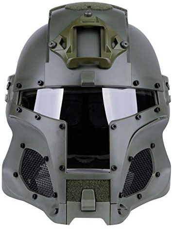 Taktischer Airsoft Cosplay Vollmaskenhelm, austauschbare Linse Taktisches Reiten Sorta-Kinda Mandalorian/Boba Fett/Galac-Tac-Stil CS War Game Shooting Helm