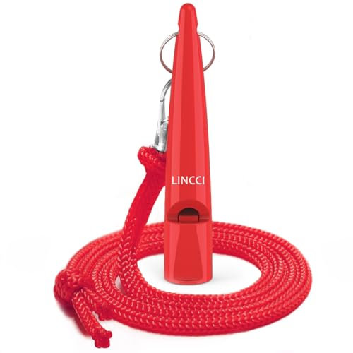 LINCCI Hundepfeife mit Pfeifenband für Hundetraining & Erziehung Profi Trainingspfeife mit Genormte Frequenz Hörbar Hundepfeifen Rückruf Laut & Weitreichend Hunde Pfeife mit Umhängeband Rot