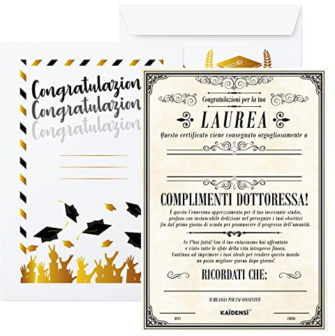 KAÏDENSÏ Idea Regalo Laurea Donna Originale - Biglietto Auguri Pergamenato per Dottoressa - Idee Regali Gadget per la Laurea Originali
