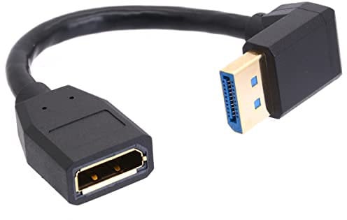 8K 90 Grad Winkel Displayport 1.4 Verlängerungskabel, Displayport Stecker auf Buchse, Displayport Kabel Kabel Kabel für HP Dell Asus 8K @ 60Hz 4K @ 144Hz 1080p @ 240HZ 15cm (unten) (Up)