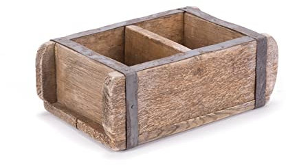 DESIGN DELIGHTS Holz ZIEGELFORM Brick | Massivholz, 35/25 cm | Vintage Holzkiste, Ziegelsteinform, Holzziegel, Aufbewahrungskiste, Ordnungskiste, Holz Kasten | Anzahl: 2-Fächer