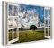 Printistico Bilder Fensterblick 120x80cm Baumwoll-Leinwand auf Keilrahmen mit Aufhänger moderner Kunstdruck XXL Wandbilder Wand-Dekoration Baum auf Feld Natur Wald Sonne Himmel - Natur-Fotografie