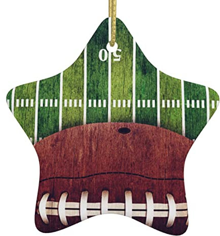 American Football Field and Ball Keramik Stern Anhänger Weihnachten Anhänger Urlaub Anhänger Weihnachtsbaum Dekorationen Souvenir Anhänger