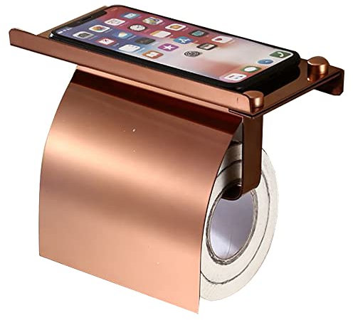 Portarotolo di carta igienica, in acciaio inox, montaggio a parete, con spaziose viti per mensola per cucina, bagno, colore oro rosa