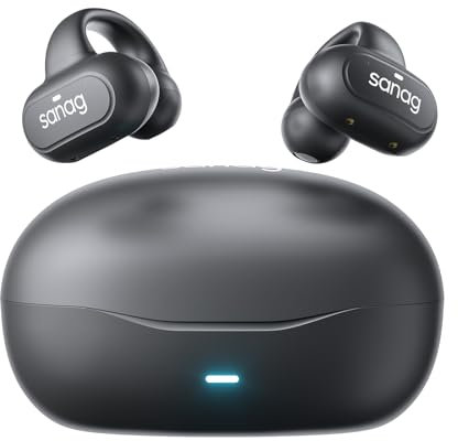 SANAG Z50SPro Auriculares Inalámbricos, Abiertos Bluetooth 5.3 HiFi Estéreo, con 56H de Reproducción, Ajuste Cómodo, Auriculares Deportivos/Senderismo/Vida Diaria, Negro