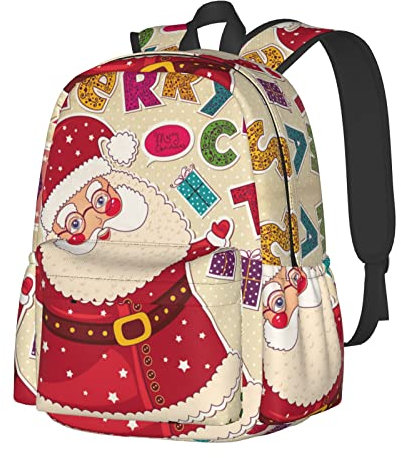NOLACE Lässiger Weihnachtsmann-Rucksack, Rucksack, wasserdicht, lässiger Rucksack, niedlicher Laptop-Rucksack, Reise-Tagesrucksack, Lehrer-Taschen, Weihnachtsmann, Einheitsgröße