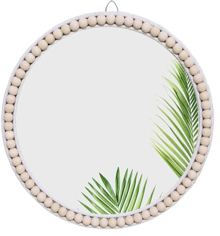 YUSALCEF 43,2 cm Wandspiegel, Boho-Design für Wohnzimmer, Schlafzimmer, Badezimmer-Dekor, handgewebter Rattan-Spiegel