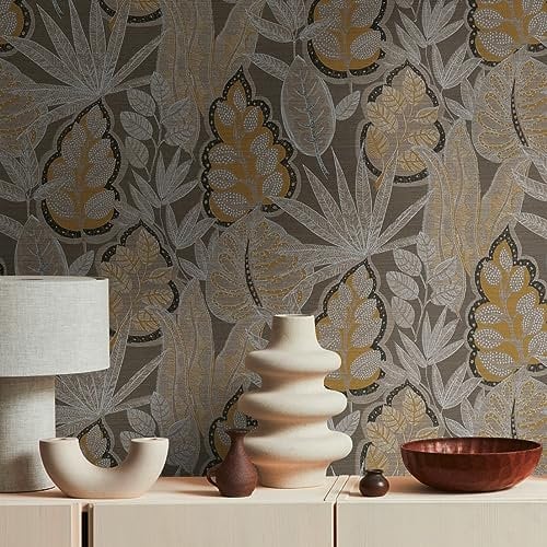 A.S. Création Blättertapete Braun Orange Weiß Taupe - Livingwalls Famous Garden 393463 - Vliestapete - 10,05 m x 0,53 m - Made in Germany