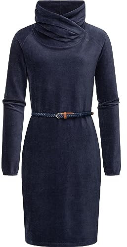 Ragwear Damen Jersey Langarm Pulloverkleid Winterkleid Belita Navy Gr. XL