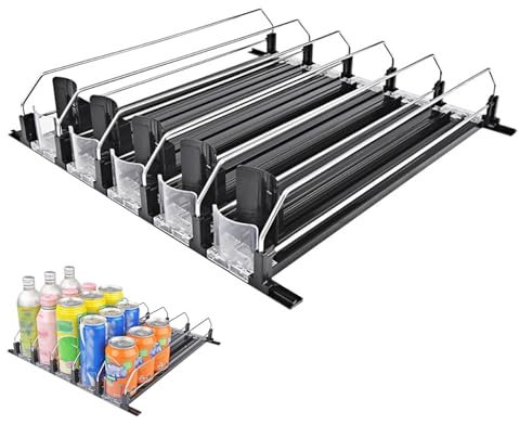 Organizador de Latas, Organizador Automático para Nevera Botellas Estante para Latas con Empujador Automático Soporte para Latas Dispensador de Latas para Cerveza Bebidas Refrescos, 25 Latas