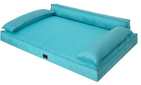 DOGGY Hundebett, Hundematratze, Hundecouch, für kleine und große Hunde, Hundekissen, Hundekorb, Haustier, Schlafplatz, Hundemöbel, Blau, XL: 99x66 cm