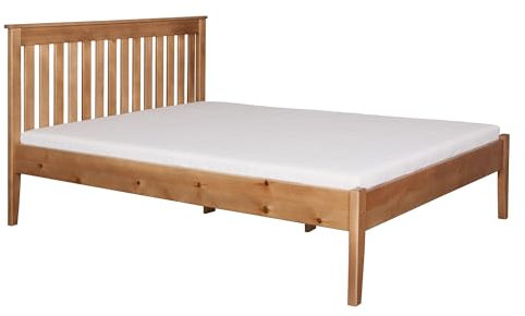Meble Doktór Holzbett - Bett aus Kiefernholz – Gres 140x200 cm – Bettgestell mit Rahmen – Holzmöbel – 100% Naturholz - Massivholzbett – Solide Verarbeitung - Eichenbeize