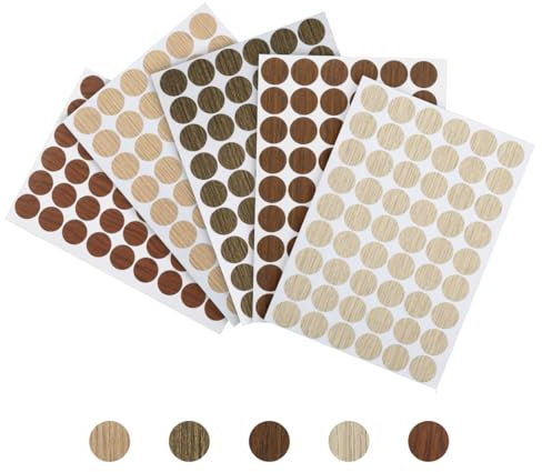 Tabanzhe Screw Hole Stickers - Conceal and Beautify with 5 Sheets of 21mm Self-Adhesive Cover Caps Featuring Wood Texture for Wood Wardrobe and Furniture