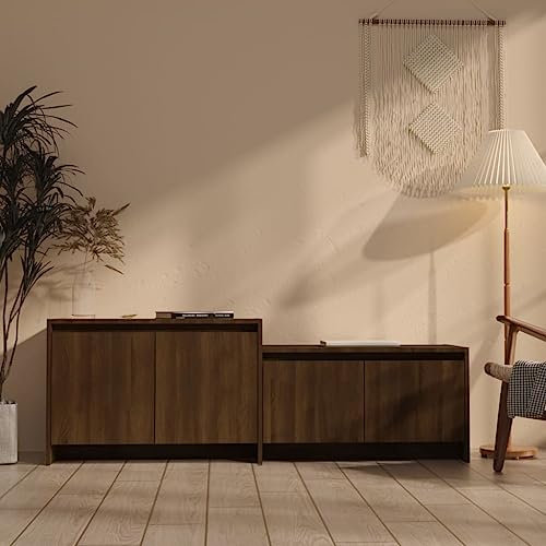 THOYTOUI TV-Schrank, TV Regal TV unterschrank Kommoden TV Board hängend Mit Stauraum Geeignet für Hotel Küche Wohnung Büro Eichen-Optik Braun 146.5 x 35 x 50 cm Holzwerkstoff