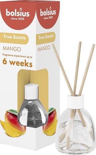 Bolsius True Scents - Duftstäbchen Raumduft Diffuser - Mango - 1 Stk. - 60 ml - bis zu 6 Wochen - Haus Parfüm - mit Natürlichen Extrakten