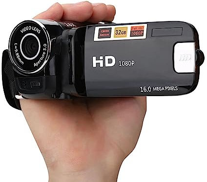 EIMSOAH Videocamere Full HD, Videocamera DV Digitale Ad Alta Definizione con Rotazione di 270°, Videocamera DV con Schermo LCD da 2,4 Pollici, Audio e Altoparlante Integrato (Nero)