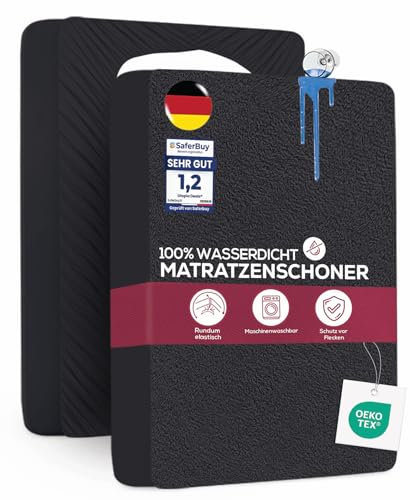 Utopia Bedding Matratzenschoner 160 x 200 x 30 cm Wasserdicht, Oeko-TEX Zertifiziert Matratzenauflage Atmungsaktive, Matratzenschutz, Rundum Elastisch Schwarz