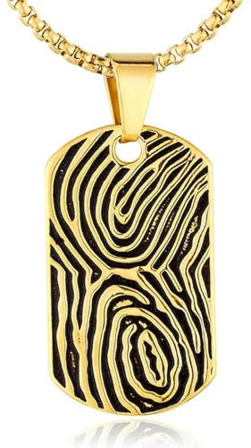 XJruixi Fingerabdruck-Muster Erkennungsmarken Halskette Männer Vintage Emaille Fingerabdruck Charm Anhänger DIY Edelstahl männlicher Schmuck