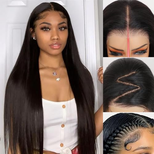 Glueless Human Hair Perücke - Wear and Go, Pre Cut Lace, Pre Plucked, Natürlicher Haaransatz, Glatte Perücke für Schwarze Frauen, 9x6HD Lace, Anfängerfreundlich, 180% Dichte, 20 Zoll