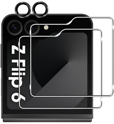 LiiLaa Schutzfolie für Samsung Galaxy Z Flip 6 5G für Panzerglas, 2 Stück Gehärtete Glas Schutz Folie und 1 Satz Kameraschutz, HD-Klar, Bläschenfrei, Anti-Kratzen, 9H Härte Schutzfolie