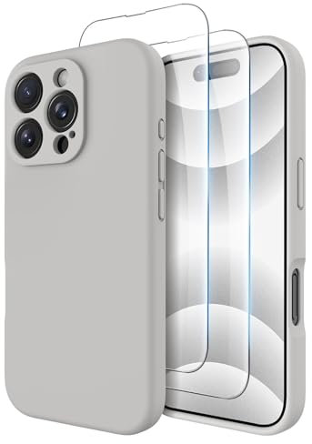 OTOFLY Compatible with iPhone 16 Pro Case with 2 Pack Screen Protectors, Compatible with MagSafe, Shockproof Military-Grade Protection, Magnetic Silicone 16 Pro Phone Case, Natural Titanium