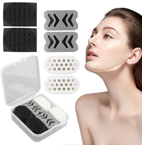 JRJRN 6-Piece Jaw Exerciser and Chin Muscle Trainer - Silicone Jawline Shaper for Double Chin - Chew Device for Men and Women