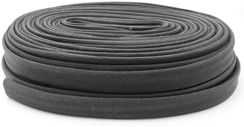 Tube à manchon en fibre de verre, gaine tressée, tube en fibre de verre haute température noir de 100 mètres, gaine tressée isolante, tube en fibre de verre 600 degrés C, gaine en fibre de verre(8mm)