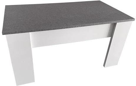 SHIITO | Modelo VINCCI- Mesa de Centro Elevable | Moderna y Funcional | Acabado en Blanco-Piedra - 45,3x90x50 cm