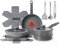 THE ROCK SMART SPACE Ceramic 16pc Nonstick Pots and Pans Set with ROCK.TEC, Cookware Set with Detachable Handles, Scratch/Stain/Crack Proof, Oven & Dishwasher Safe, PFAS & PFOA Free, Grey