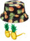 CHSZSH 1 Damen-Eimerhut, 1 Paar Ananas-Brille, Ananas-Muster-Sonnenhut, Süßer Damen-Sonnenhut, Sommerhut