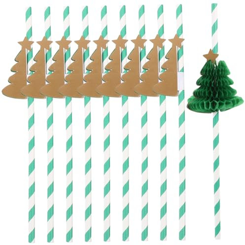 LALADEFIEE 10 Stück Papiertrinkhalme Papierstreifen Papierstrohhalme Partystroh Papierstrohhalm