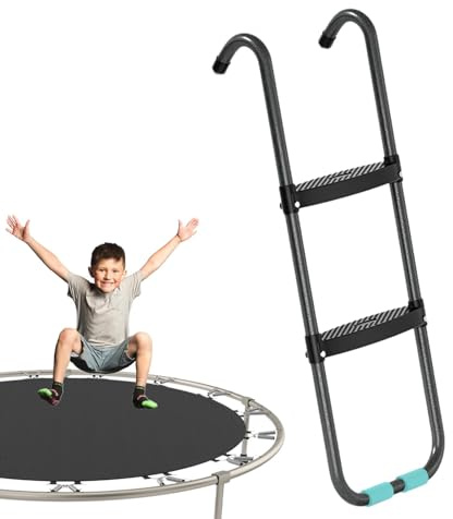 Trampolinleiter – Trampolin-Steiger, robuste Sicherheitsstütze, Trampolin, 2 Stufen/3 Stufen breit, rostbeständige Stahlleiter, breite rutschfeste Stufen, robuste Stahlleiter, rutschfeste Stufe für