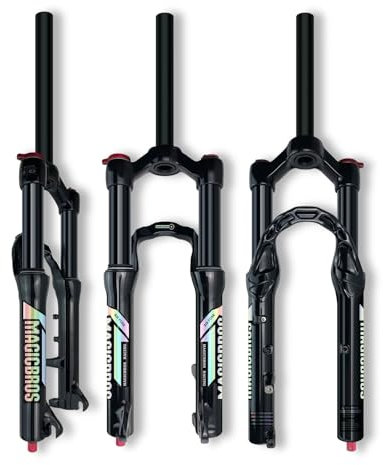 HZXQCVB 20in Forcella BMX Ad Aria Escursione 90 Mm 24 Pollici Forcella per Mountain Bike Viaggio 120 Mm 1-1/8'' Freno A Disco QR 9x100mm Forcella con Sospensione Blocco Manuale(20in)