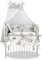 Baby Delux Beistellbett Set Babybett Komplett Set Stubenwagen weiß 90x40 mobil mit Rädern inkl. Bettwäsche Matratze (Robbe beige)