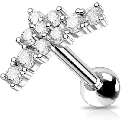 OUFER 16G Blume Conch Piercing Acier Edelstahl 316L Knorpel Ohrpiercing 8 mm Helix Ring Curved Clair CZ Conch Helix Tragus Ring