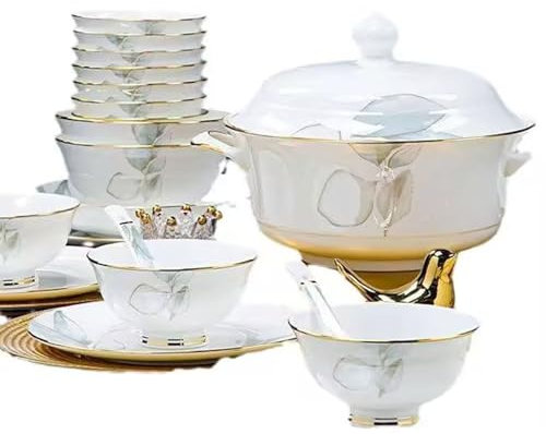 LXYAYY Ensemble de Vaisselle de Luxe léger pour la Maison, 16 pièces et 56 pièces(16 pcs)