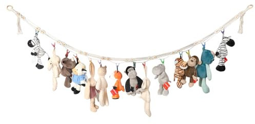 Stofftier Aufbewahrungsnetz Hängematte Kuscheltier Aufbewahrung Hängematte Teddy Hängematte mit Haken Spielzeug Hängematten Makramee Boho Teddybär Aufbewahrung für Schlafzimmer Kinderzimmer