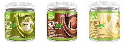 Ultimate-Italia | Vegan Protein Cream Variety Pack | Crema Proteica Vegana con il 30% di proteine vegetali 3 barattoli da 250gr gusti Nocciolinella + Pistacchio + Cioccolato Bianco