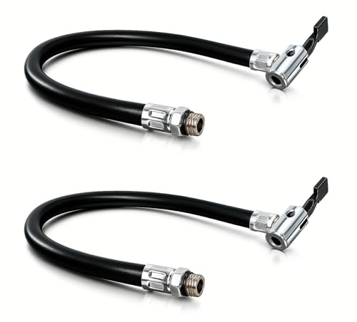 leruiyezs Tuyau Gonflage Pneu Universel Embout Gonflage Pneu Voiture avec Raccord Rapide, Tuyau de Gonflage de Pneus Flexible 38 cm pour Pompe à Air, Compresseur, Vélo, Moto, Auto, Camion