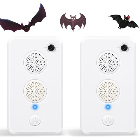 2026 Upgraded Ultrasonic Bat Repellent for Attic House Porch, Adjustable Bat Deterrent Device, 2000 sq.ft Coverage, Battery Operated Indoor Outdoor Repeller, Friendly to Human & Pet,2 Pack