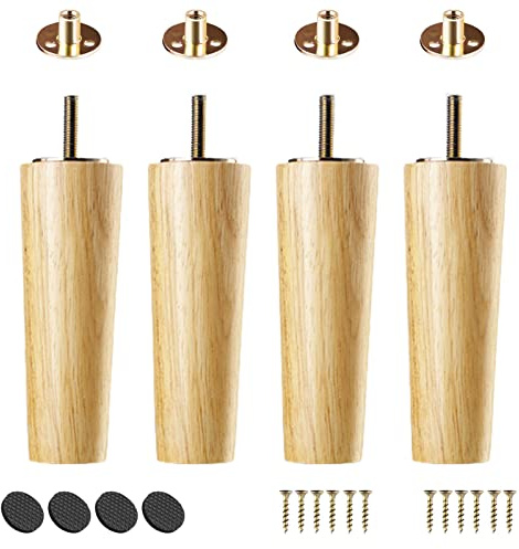 4 pieds de meubles en bois de 30 cm pour canapé-lit, chaise ottomane, comprend des boulons M8 et une plaque de montage, très résistants, faciles à installer, décoration d'intérieur